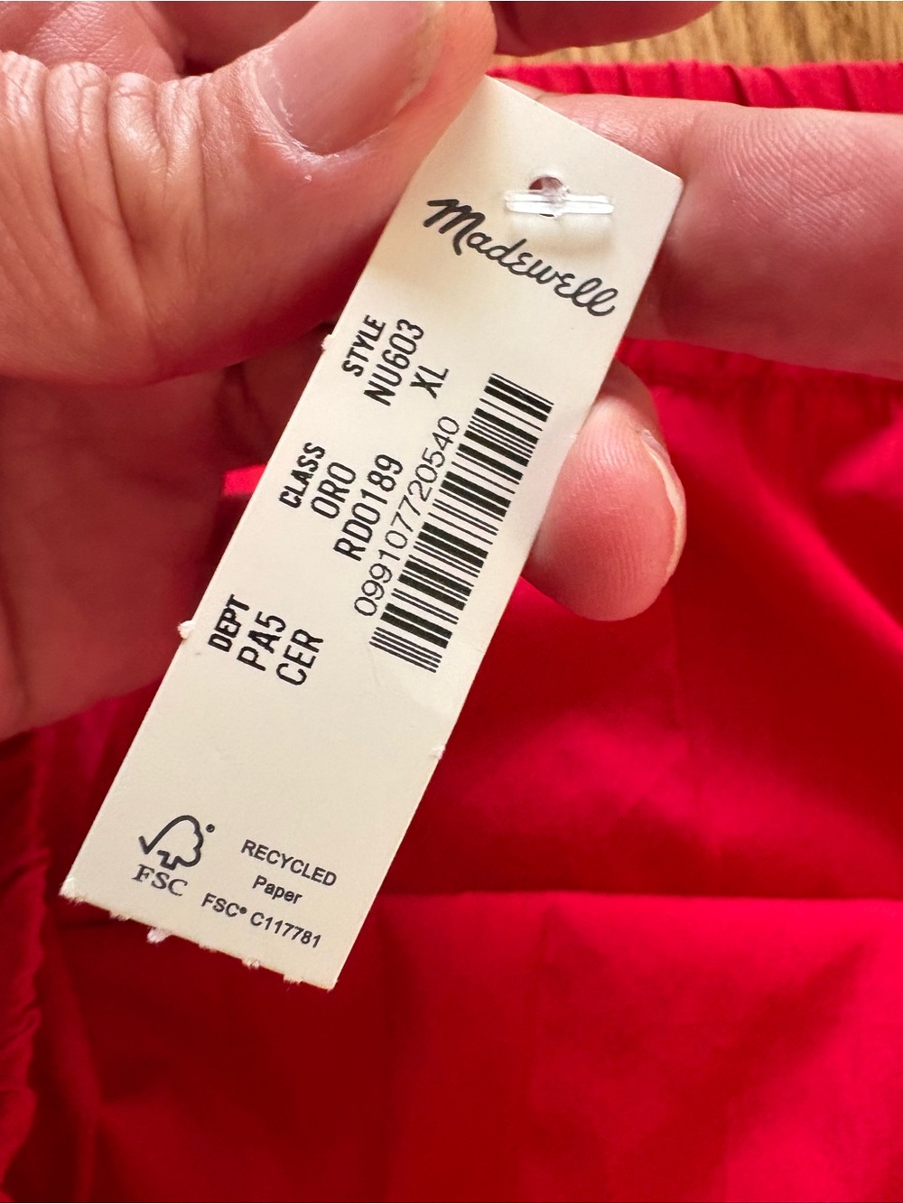 Madewell Red Maxi Skirt XL NWT | Elastic Waist | Side Slits | Pockets - Picture 4 of 4